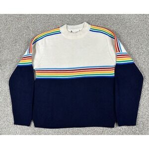 VTG Christopher Rand Sweater Mens Large Rainbow Striped Long Sleeve Pullover 80s